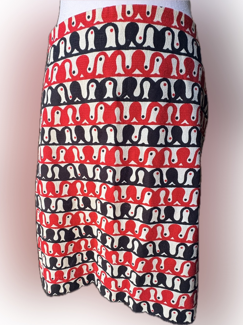Talbots Red, Black & Cream Graphic Pencil Skirt